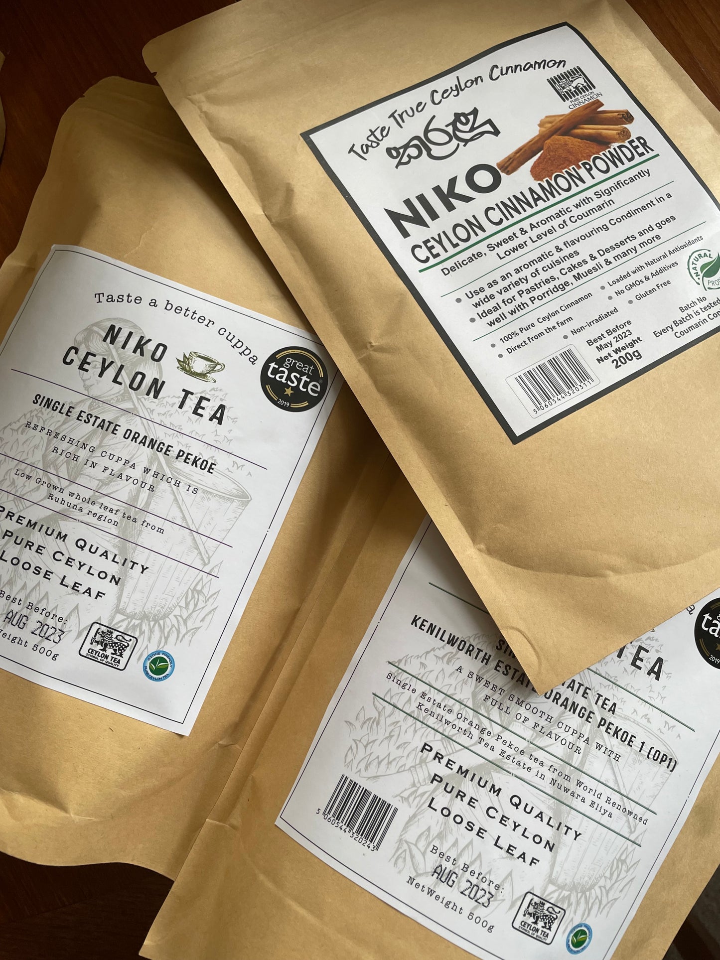 Ceylon Orange Pekoe tea (2*500g pouches) & Pure Ceylon Cinnamon Powder (200g)